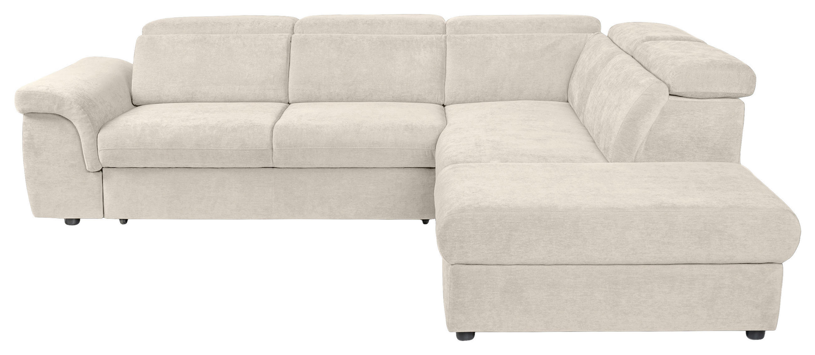 ECKSOFA Creme Flachgewebe  - Creme/Schwarz, KONVENTIONELL, Kunststoff/Textil (280/235cm) - Carryhome