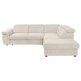 ECKSOFA Creme Flachgewebe Bettkasten, Schlaffunktion, Rücken echt, Liegefläche im Originalstoff  - Creme/Schwarz, KONVENTIONELL, Kunststoff/Textil (280/235cm) - Carryhome
