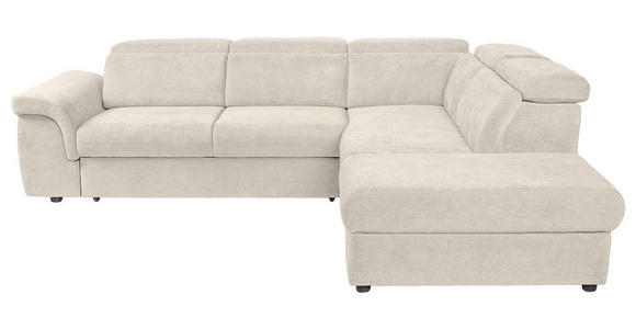 ECKSOFA Creme Flachgewebe Bettkasten, Schlaffunktion, Rücken echt, Liegefläche im Originalstoff  - Creme/Schwarz, KONVENTIONELL, Kunststoff/Textil (280/235cm) - Carryhome