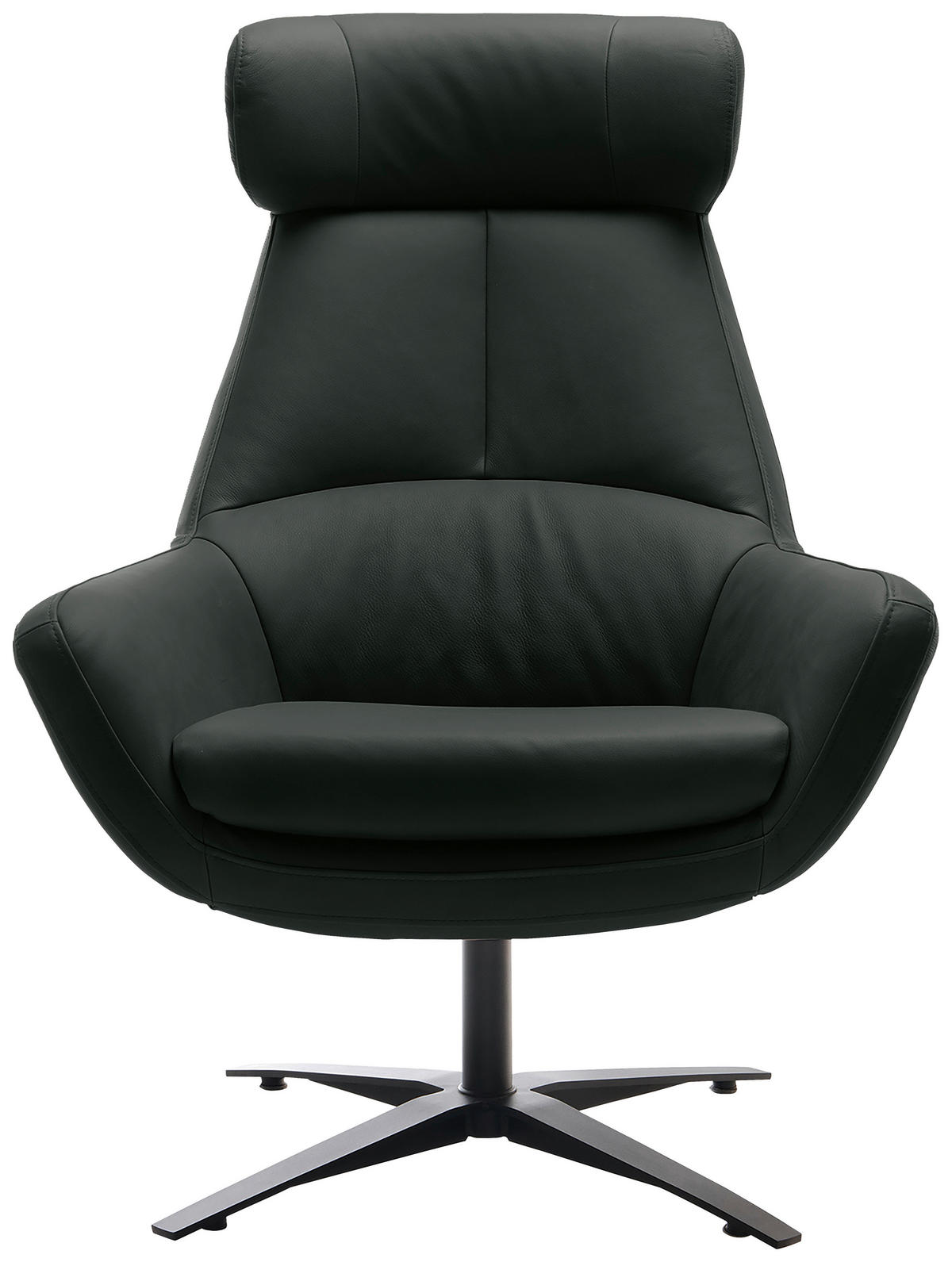 SESSEL in Echtleder Schwarz  - Schwarz, MODERN, Leder/Metall (81/112/83cm) - Trendmanufaktur