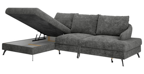 ECKSOFA in Webstoff Schwarz  - Schwarz, KONVENTIONELL, Textil/Metall (183/293cm) - Carryhome