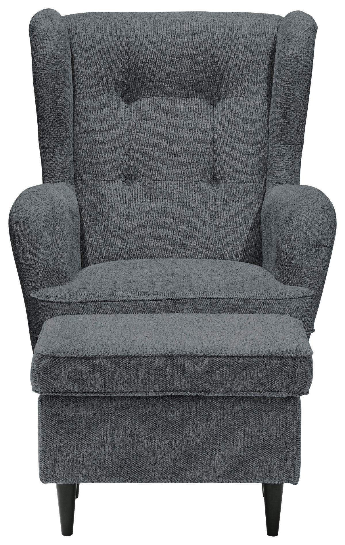 OHRENSESSEL in Webstoff Anthrazit, Schwarz  - Anthrazit/Schwarz, Basics, Holz/Textil (78/102/98cm) - Carryhome