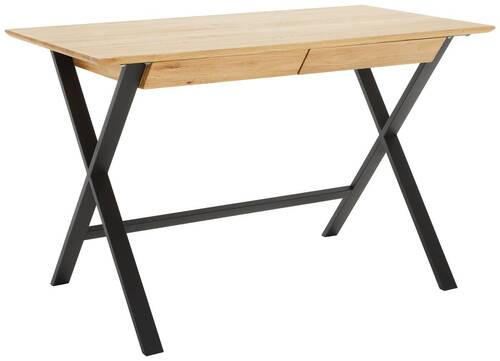 SCHREIBTISCH 120/65/76 cm  in Schwarz, Eichefarben  - Eichefarben/Schwarz, Natur, Holz/Metall (120/65/76cm) - Linea Natura