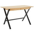 SCHREIBTISCH 120/65/76 cm  in Schwarz, Eichefarben  - Eichefarben/Schwarz, Natur, Holz/Metall (120/65/76cm) - Linea Natura