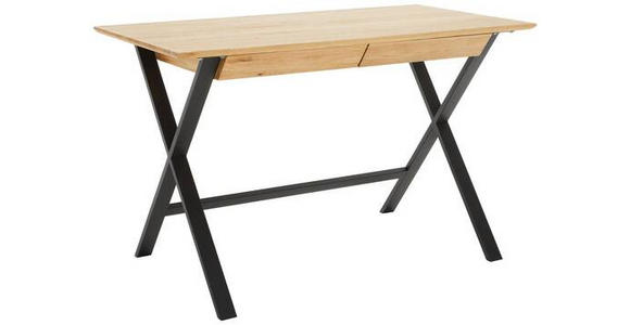 SCHREIBTISCH 120/65/76 cm  in Schwarz, Eichefarben  - Eichefarben/Schwarz, Natur, Holz/Metall (120/65/76cm) - Linea Natura