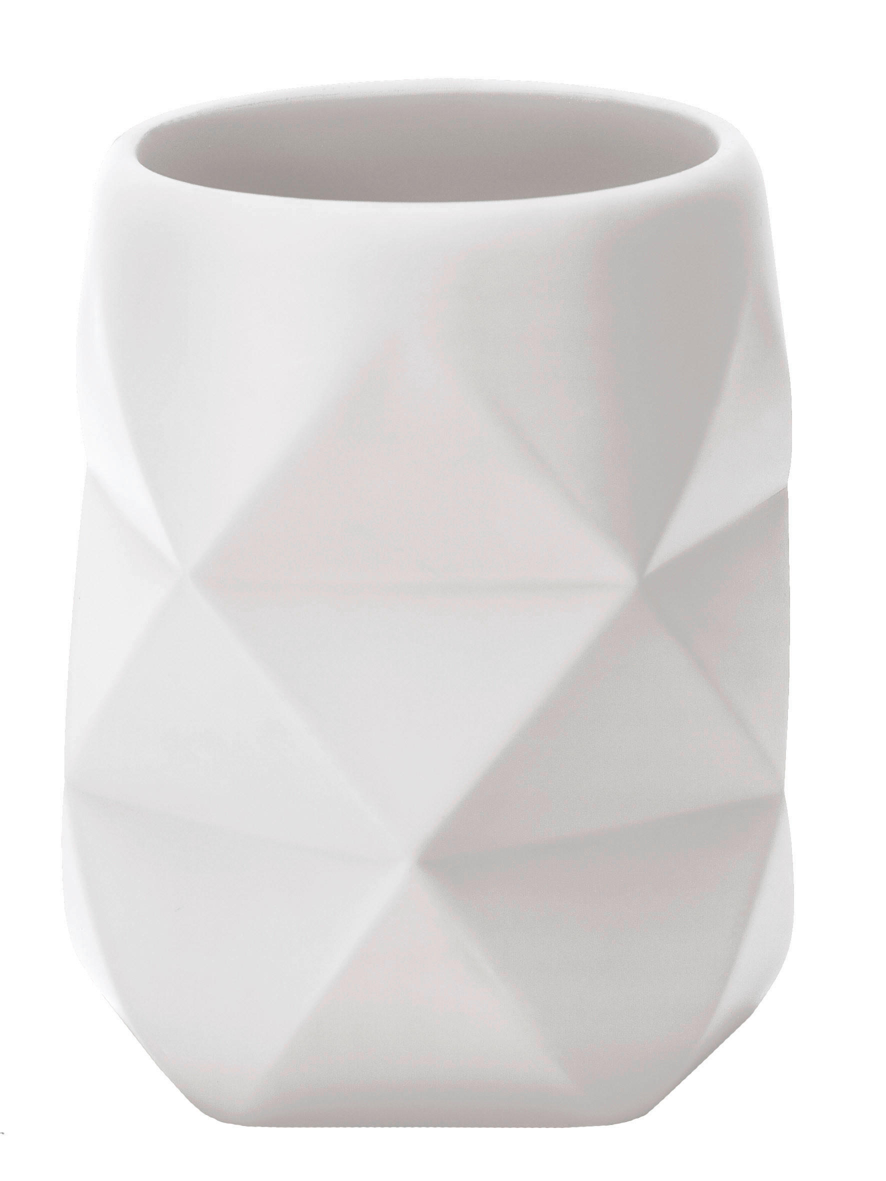 ZAHNPUTZBECHER Crackle  - Weiß, Design, Kunststoff (8/10cm) - Kleine Wolke