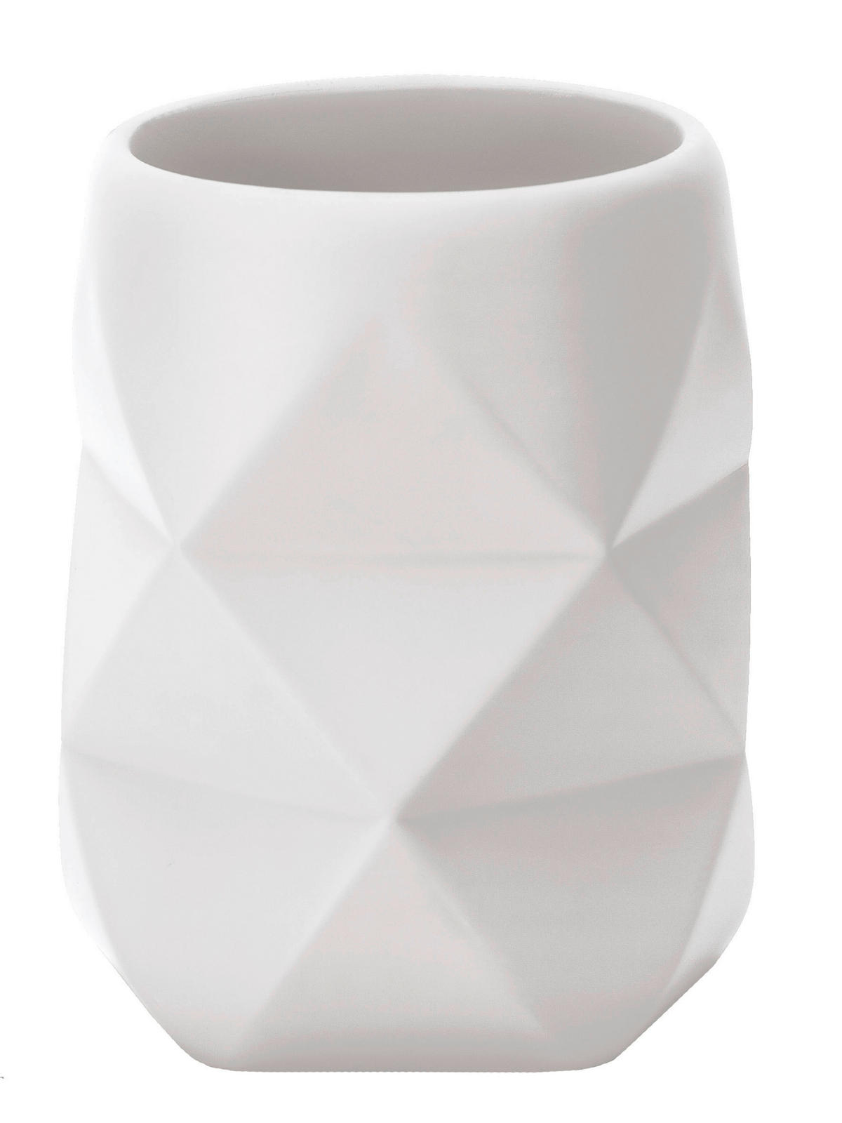 ZAHNPUTZBECHER Crackle  - Weiß, Design, Kunststoff (8/10cm) - Kleine Wolke