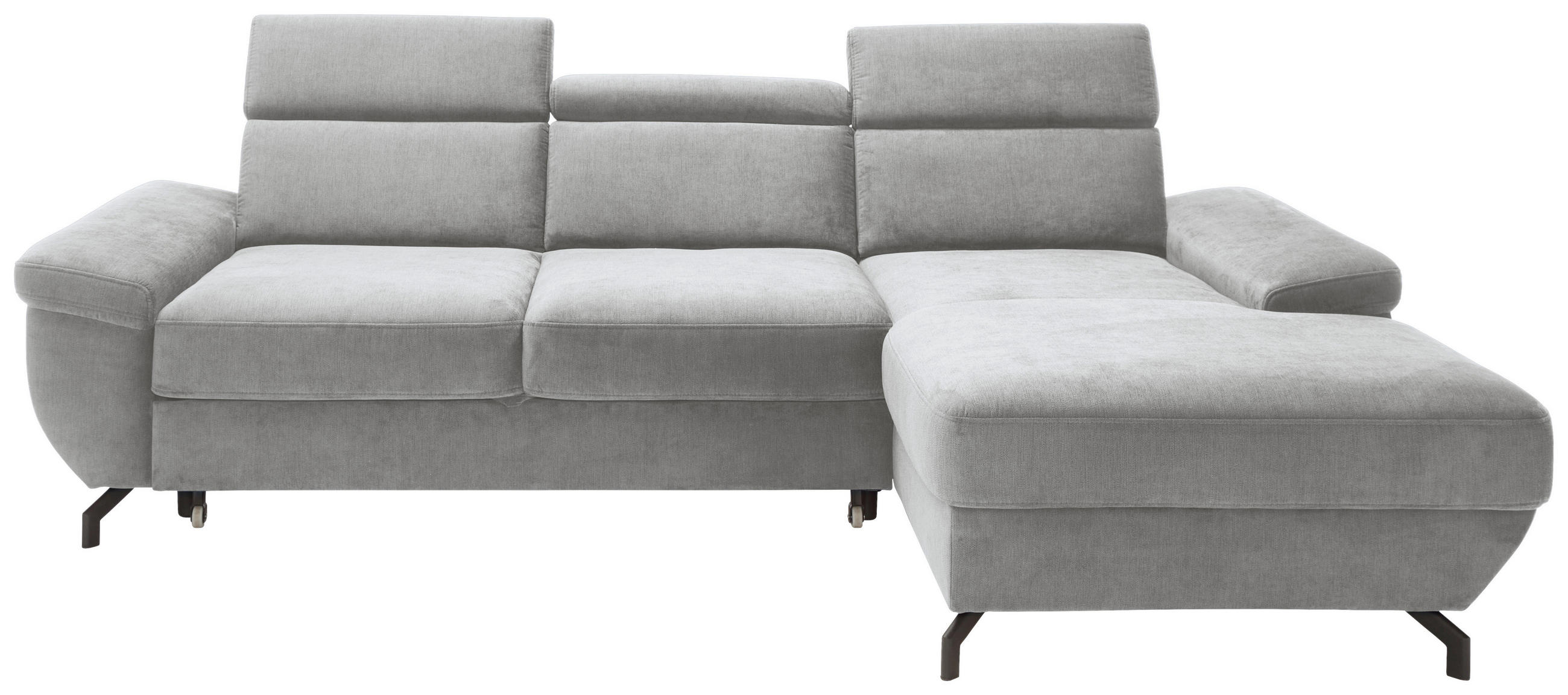 ECKSOFA in Velours Silberfarben  - Silberfarben, MODERN, Textil/Metall (262/182cm) - MID.YOU
