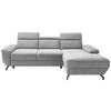 ECKSOFA RIMA Silberfarben Velours  - Silberfarben, MODERN, Textil/Metall (262/182cm) - Trendmanufaktur