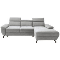 ECKSOFA RIMA Silberfarben Velours  - Silberfarben, MODERN, Textil/Metall (262/182cm) - Trendmanufaktur
