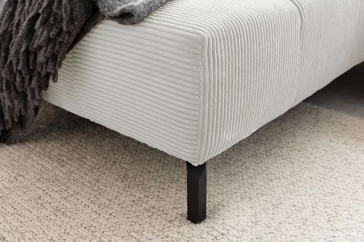 ECKSOFA Weiß Cord  - Schwarz/Weiß, Design, Textil/Metall (216/321cm) - Hom`in