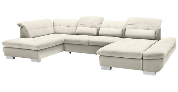 WOHNLANDSCHAFT  in Mikrofaser Weiß  - Chromfarben/Weiß, Design, Kunststoff/Textil (211/350/204cm) - Xora