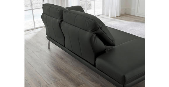 RÉCAMIERE in Echtleder Dunkelgrau - Chromfarben/Dunkelgrau, Design, Leder/Metall (209/85-109/95-16cm) - Dieter Knoll
