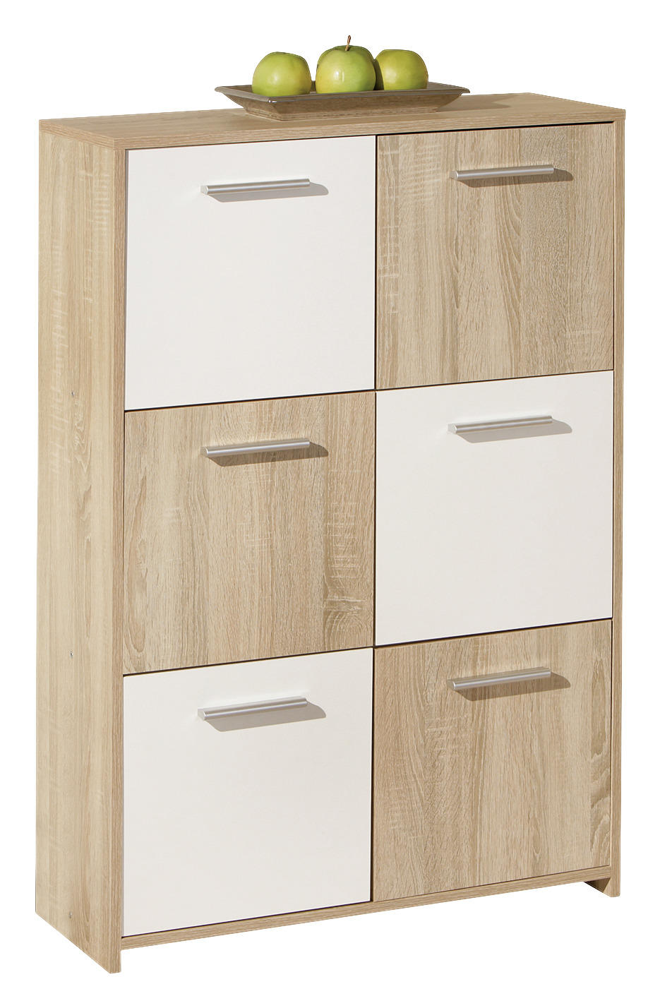 HIGHBOARD Weiß, Sonoma Eiche  - Alufarben/Weiß, Basics, Holzwerkstoff/Kunststoff (77/115/30cm) - MID.YOU
