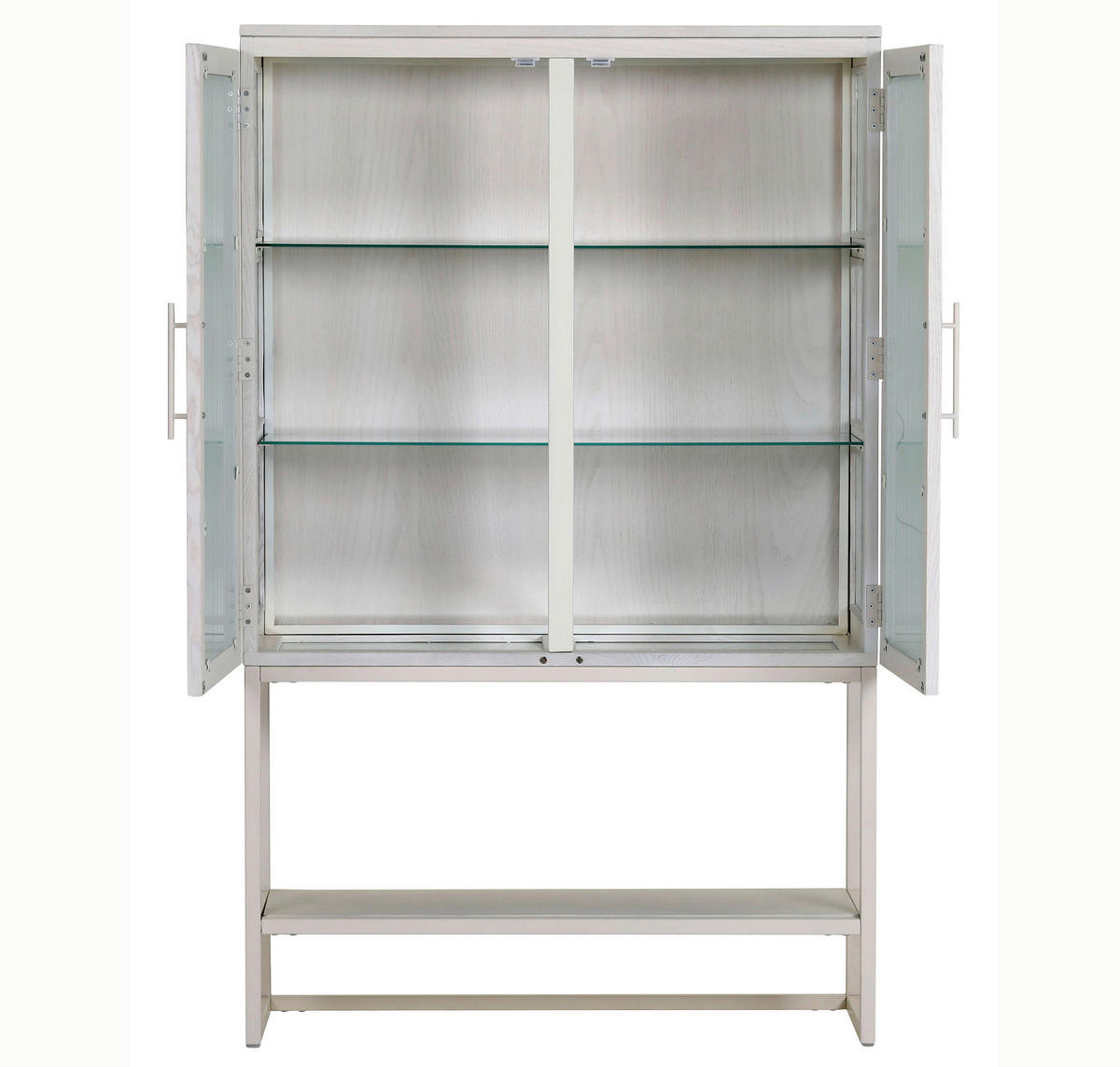 VITRINE  in furniert, massiv Esche Weiß  - Weiß, MODERN, Glas/Holz (100/160/43cm) - Lomoco