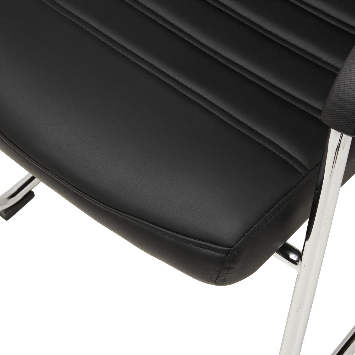BESUCHERSTUHL  in Lederlook Schwarz, Chromfarben  - Chromfarben/Schwarz, LIFESTYLE, Holz/Kunststoff (55/92/64cm) - Livetastic