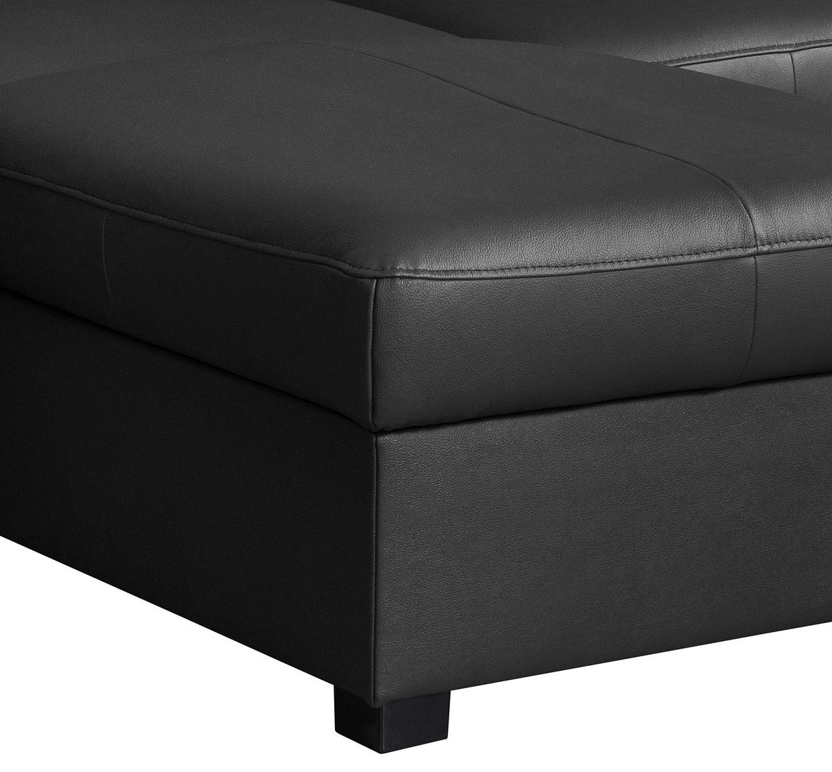 ECKSOFA in Lederlook Echtleder Schwarz  - Schwarz, Design, Leder/Kunststoff (168/227cm) - Livetastic