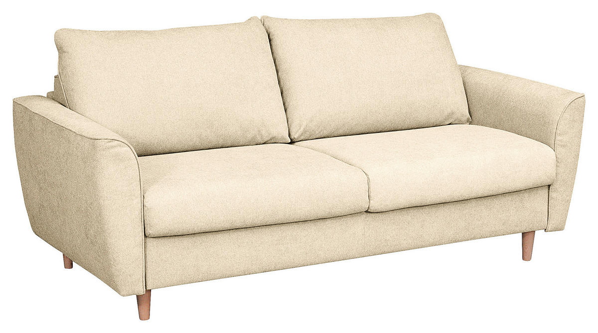 SCHLAFSOFA in Textil Creme  - Buchefarben/Creme, Design, Holz/Textil (195/90/102cm) - Livetastic