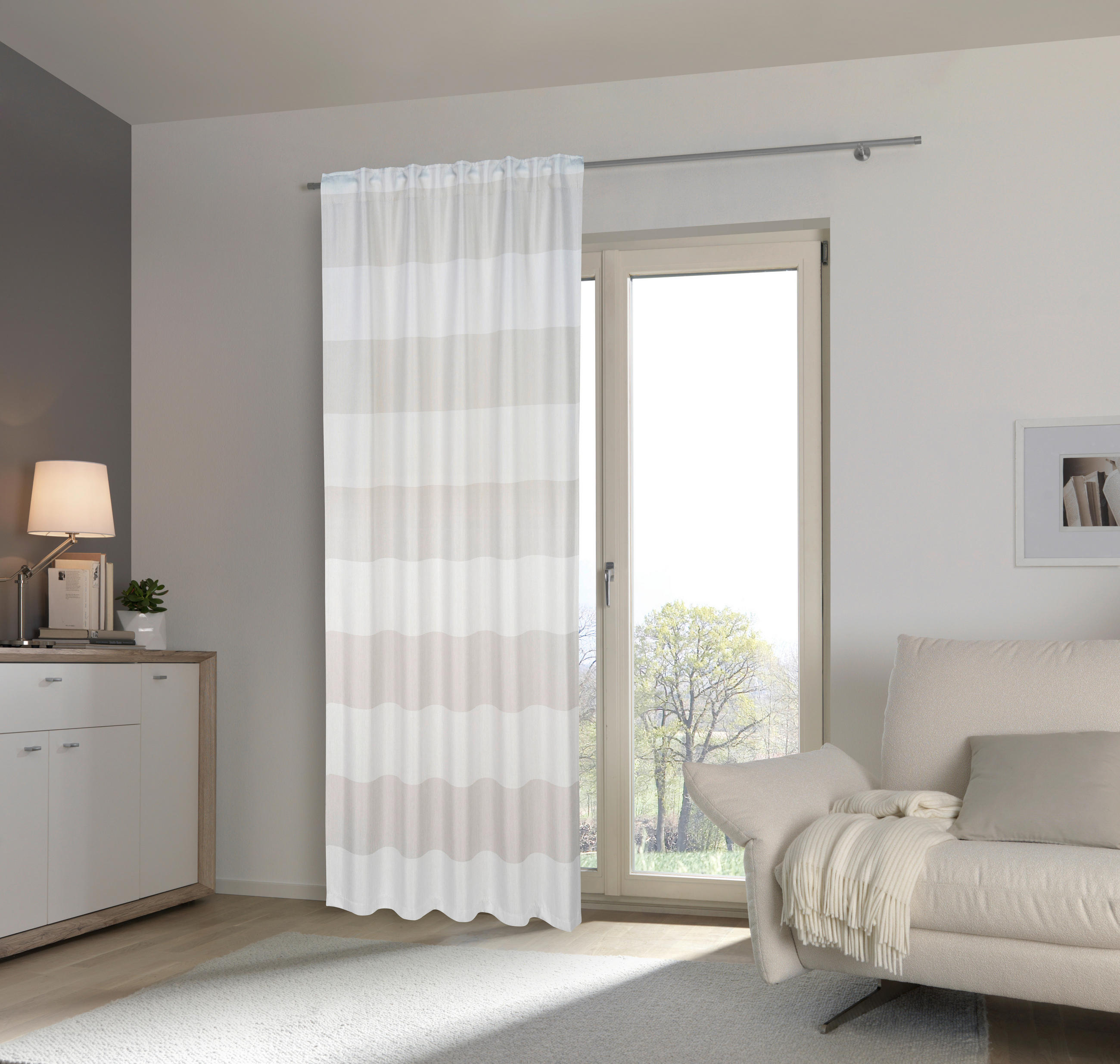 WÄRMESCHUTZVORHANG Milton Stripe Verdunkelung 140/245 cm   - Beige, Basics, Textil (140/245cm) - Esposa