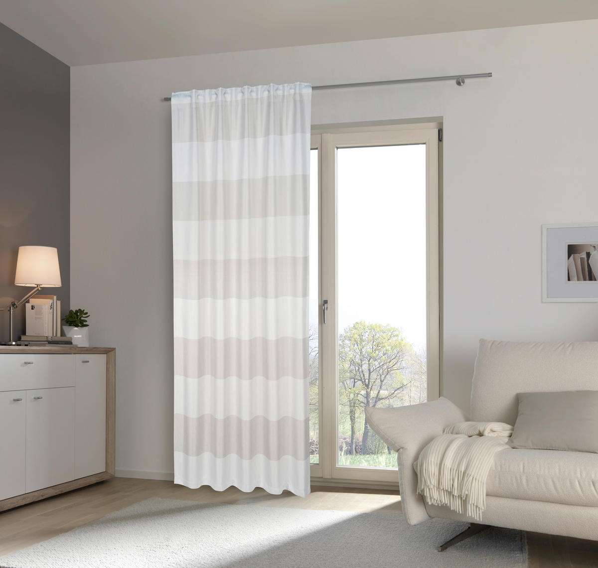 WÄRMESCHUTZVORHANG Milton Stripe Verdunkelung 140/245 cm   - Beige, Basics, Textil (140/245cm) - Esposa