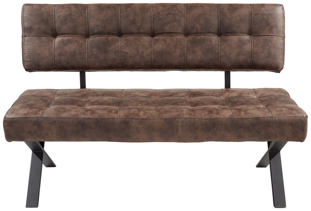 SITZBANK 140/93/61 cm Lederlook, Samt Anthrazit, Braun  - Anthrazit/Braun, MODERN, Textil/Metall (140/93/61cm) - MID.YOU