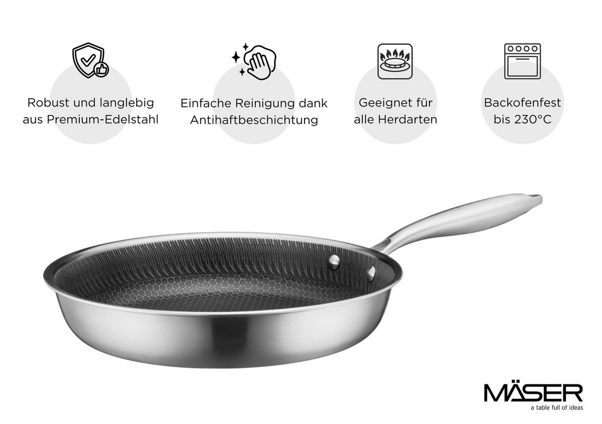 BRATPFANNE  - Silberfarben/Schwarz, Basics, Metall (28/5,5cm) - Mäser