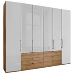 FALTTÜRENSCHRANK 250/236/58 cm 4-türig Weiß, Eiche Bianco  - Schieferfarben/Eiche Bianco, KONVENTIONELL, Glas/Holzwerkstoff (250/236/58cm) - Dieter Knoll