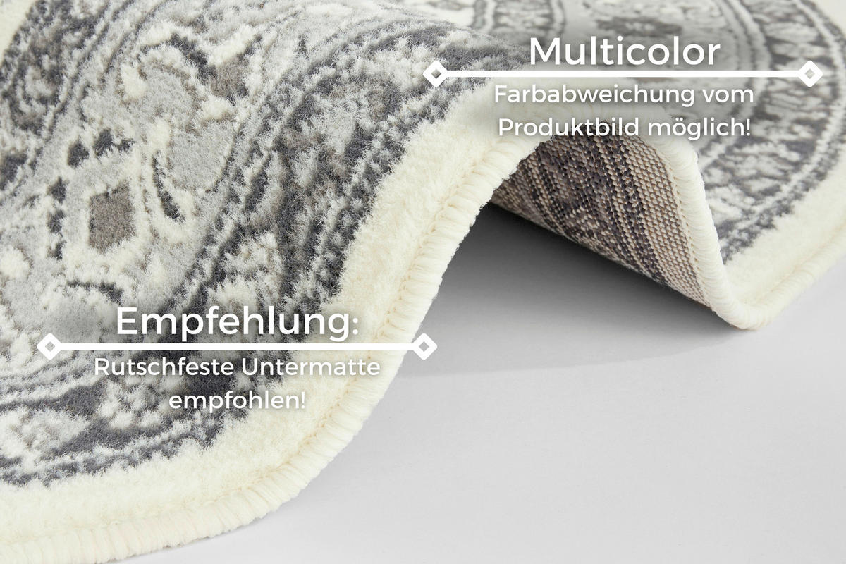 VINTAGE-TEPPICH 160 cm Mirkan Creme, Grau  - Creme/Grau, Basics, Kunststoff/Textil (160cm)