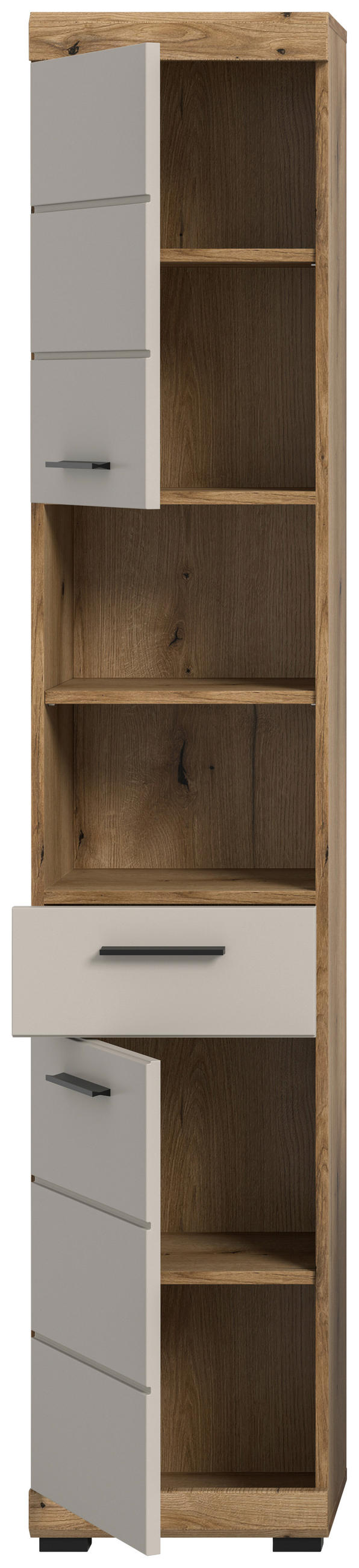 HOCHSCHRANK 37/191/31 cm  - Kaschmir/Schwarz, MODERN, Holzwerkstoff/Kunststoff (37/191/31cm) - MID.YOU