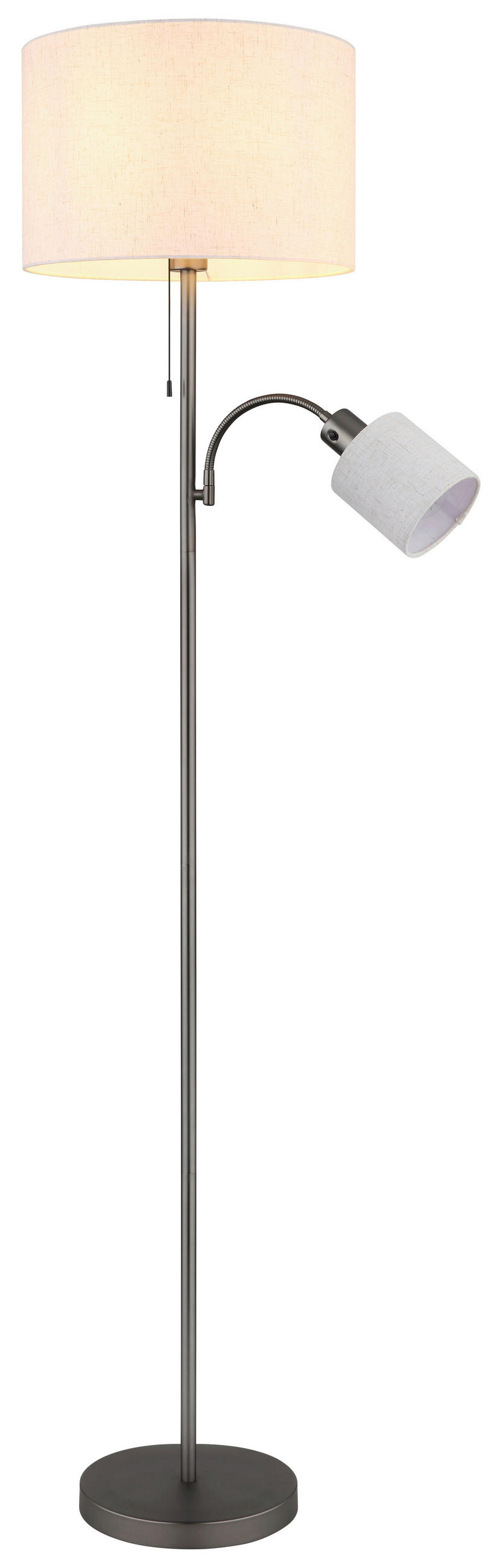 STEHLEUCHTE Thea 38/165 cm  - Schwarzchrom/Creme, Design, Kunststoff/Textil (38/165cm) - Globo