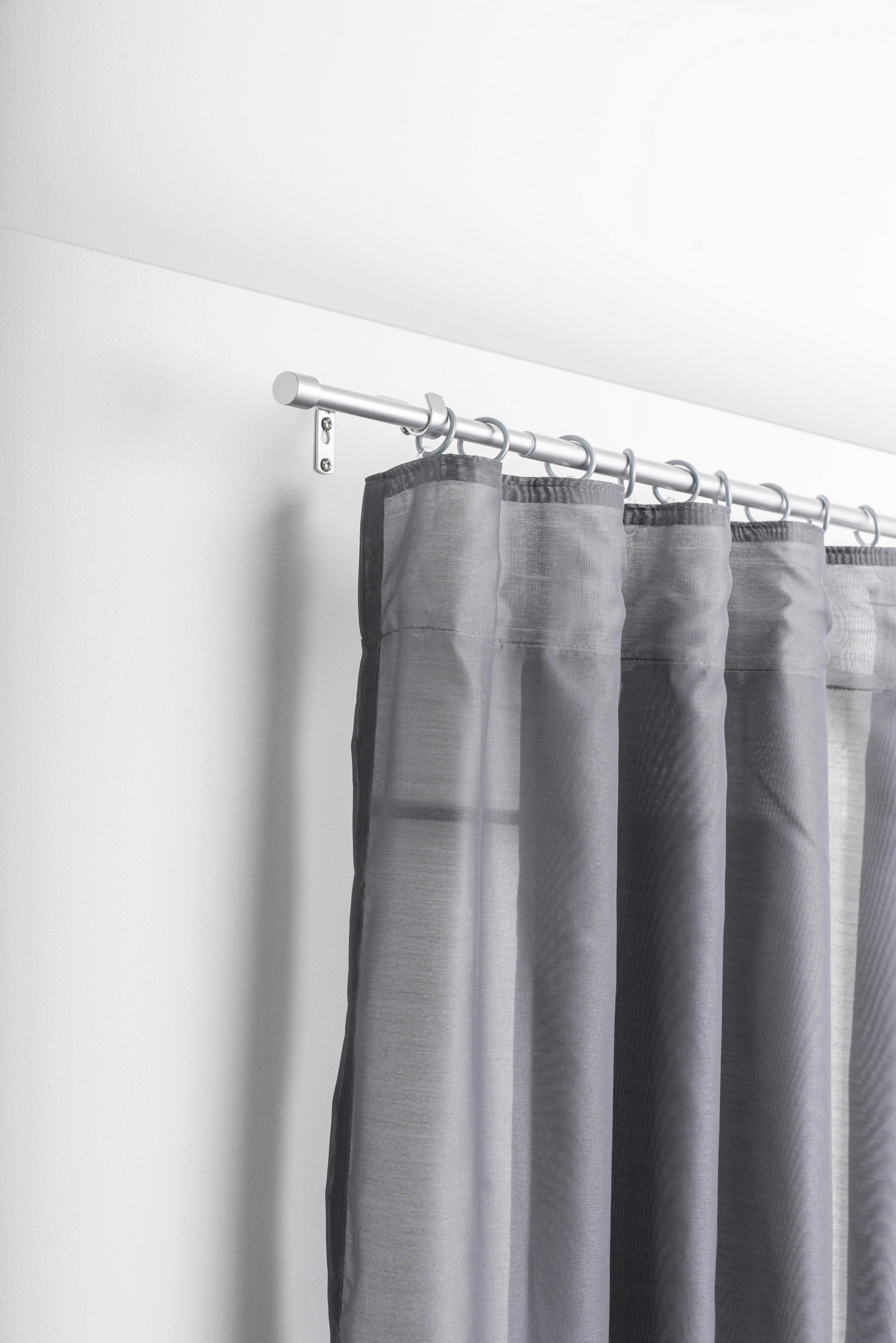 VORHANGSTANGENSET 120-210 cm  - Grau Hochglanz, Basics, Metall (120-210cm) - Homeware