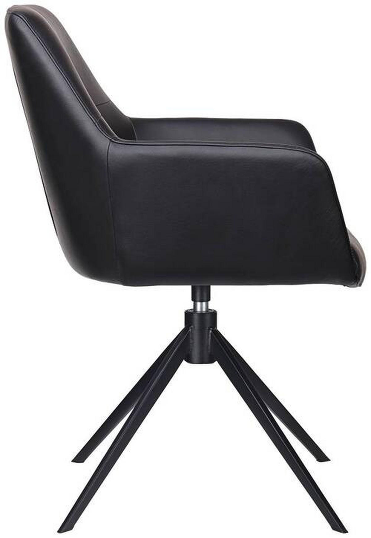 STOL MED ARMSTÖD järn äkta läder pigmenterad  - svart, Klassisk, metall/läder (59,5/87,5/63cm) - Novel