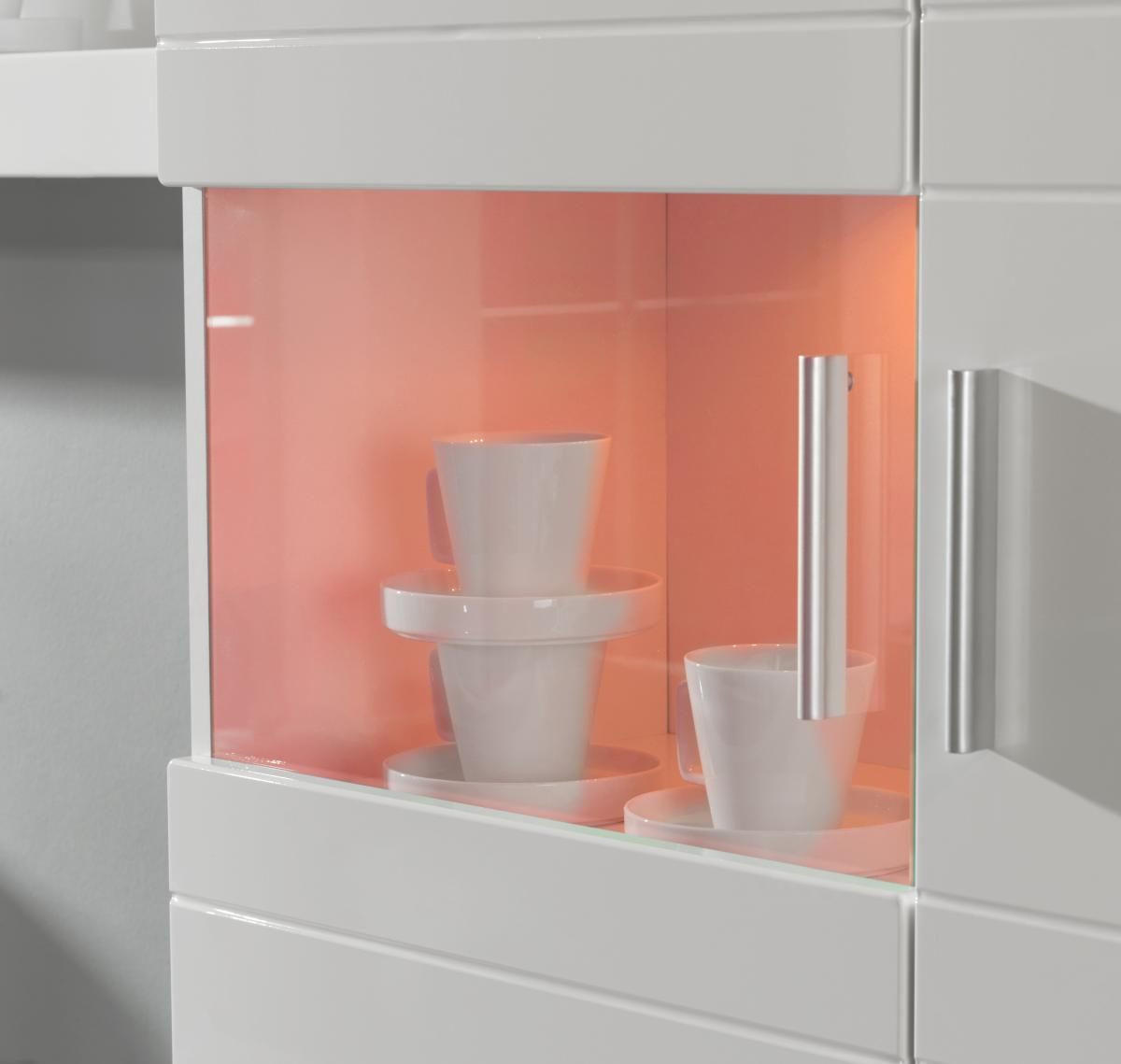 REGAL ZA DNEVNI BORAVAK bijela, bijela visoki sjaj   - bijela/srebrne boje, Design, staklo/drvni materijal (265/186/44cm) - Xora