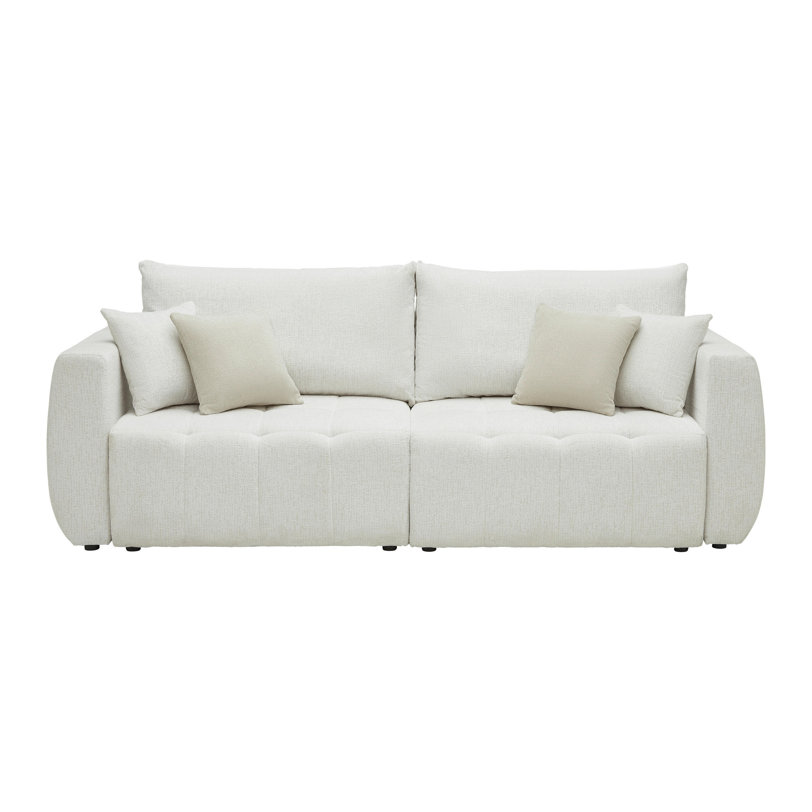 SCHLAFSOFA in Chenille, Jacquard Creme  - Beige/Creme, Kunststoff/Textil (245/74-90/104cm) - MID.YOU