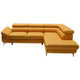 ECKSOFA in Echtleder Currygelb  270/220 cm  - Currygelb/Silberfarben, Design, Leder/Metall (270/220cm) - Novel
