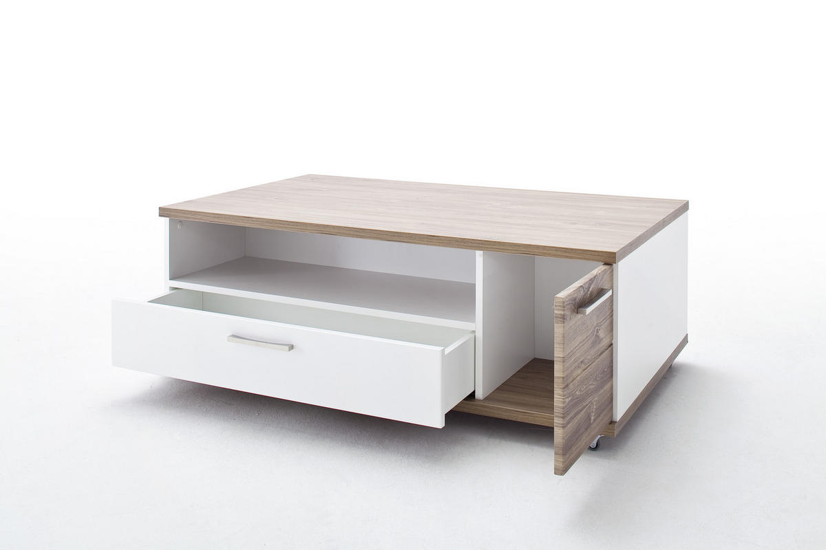 COUCHTISCH in Holzwerkstoff 115/70/42 cm  - Weiss/Eichefarben, Design, Holzwerkstoff/Kunststoff (115/70/42cm) - Livetastic