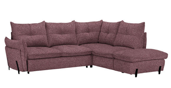 ECKSOFA in Bouclé Altrosa  - Schwarz/Altrosa, Design, Textil/Metall (250/220cm) - Xora