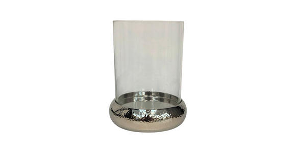 WINDLICHT Silberfarben 22/32 cm  - Silberfarben, Design, Glas/Metall (22/32cm) - Ambia Home