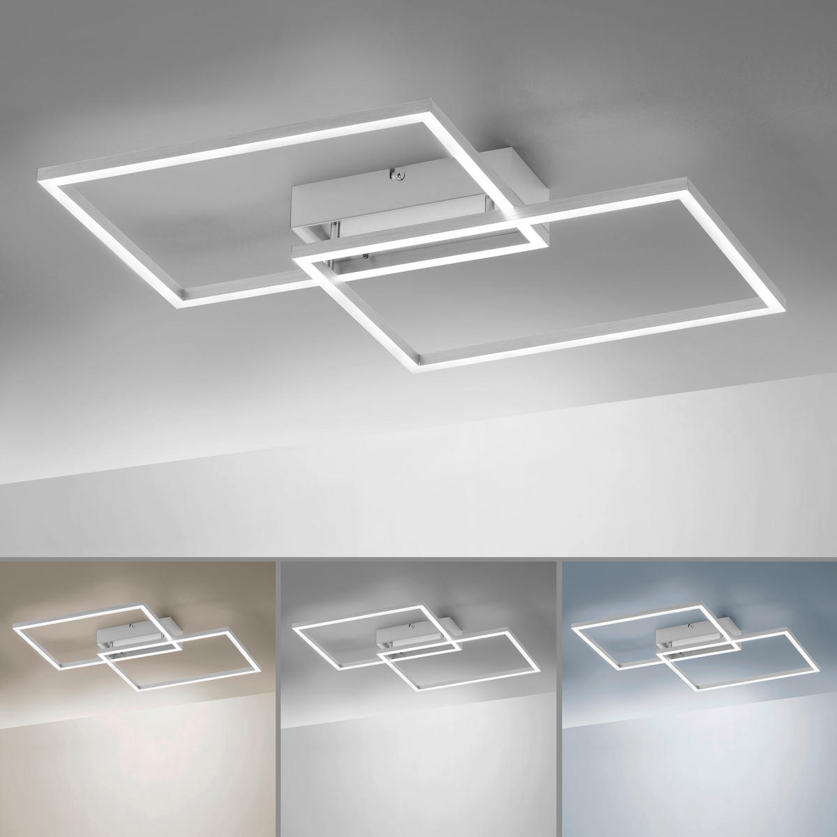 LED-DECKENLEUCHTE 50,4/42/7 cm   - Nickelfarben, Design, Kunststoff/Metall (50,4/42/7cm)