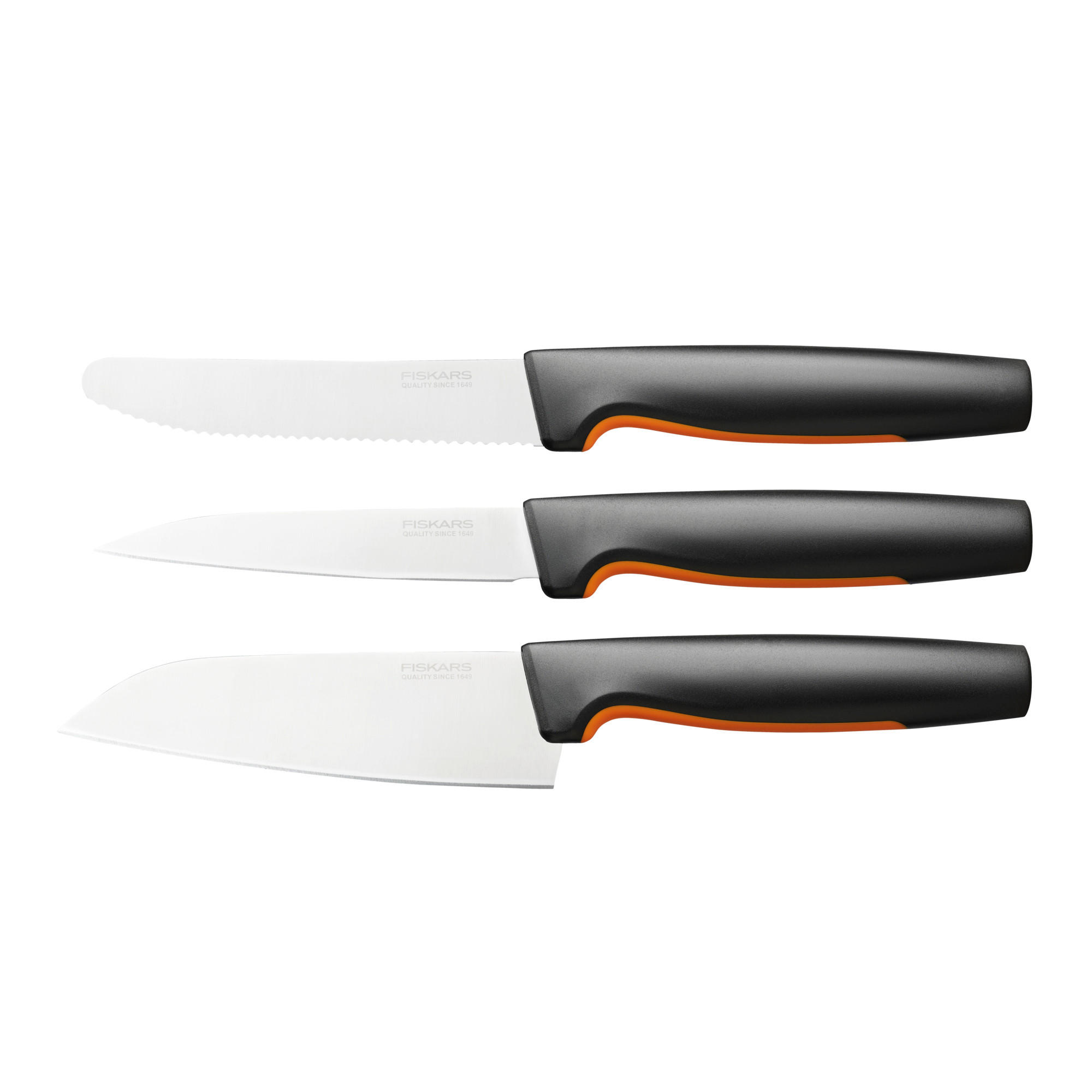 SET NOŽEV  FISKARS FUNCTIONAL FORM 3-delni - črna/oranžna, Basics, kovina/umetna masa - Fiskars