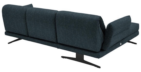 ECKSOFA Petrol Flachgewebe  - Petrol/Schwarz, Design, Textil/Metall (176-217/279-327cm) - Dieter Knoll