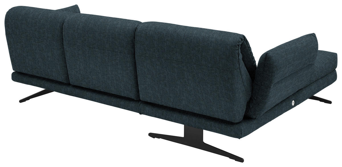 ECKSOFA in Flachgewebe Petrol  - Petrol/Schwarz, Design, Textil/Metall (176-217/279-327cm) - Dieter Knoll