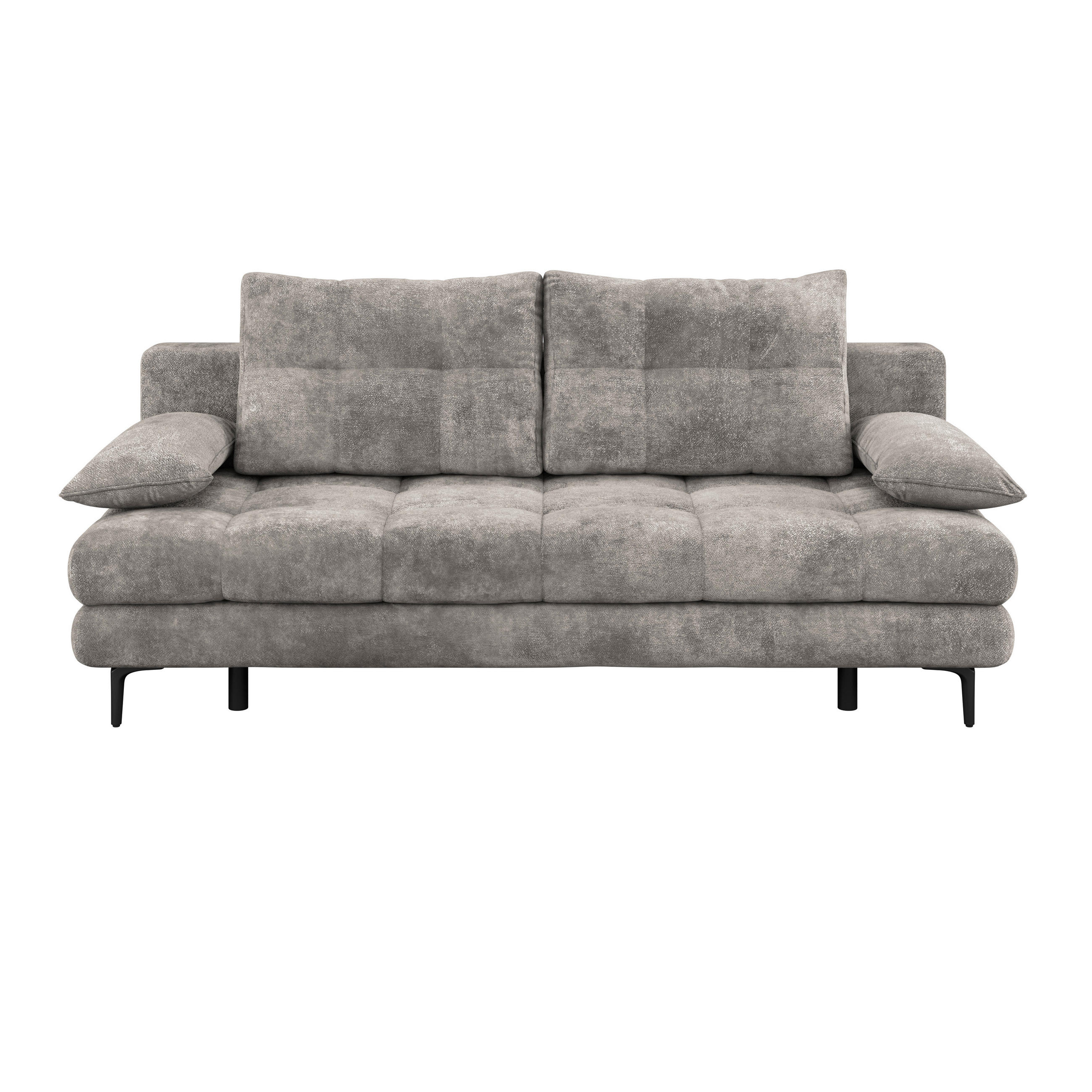 SCHLAFSOFA  mit Liegefunktion, Schlafen auf Sitzhöhe, Rücken echt Chenille Grau  - Schwarz/Grau, KONVENTIONELL, Textil/Metall (203/94/96cm) - Carryhome