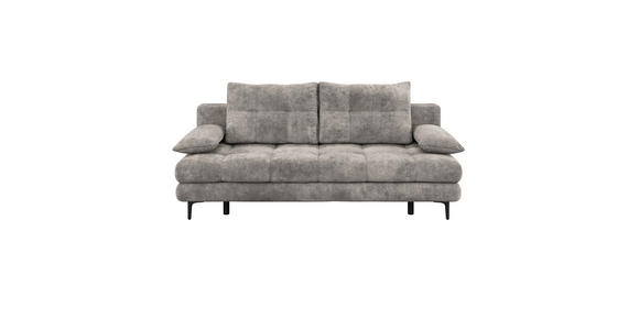 SCHLAFSOFA Chenille Grau Rückenkissen, Armlehnenkissen, Bettkasten, Schlaffunktion, Rücken echt  - Schwarz/Grau, KONVENTIONELL, Textil/Metall (203/94/96cm) - Carryhome
