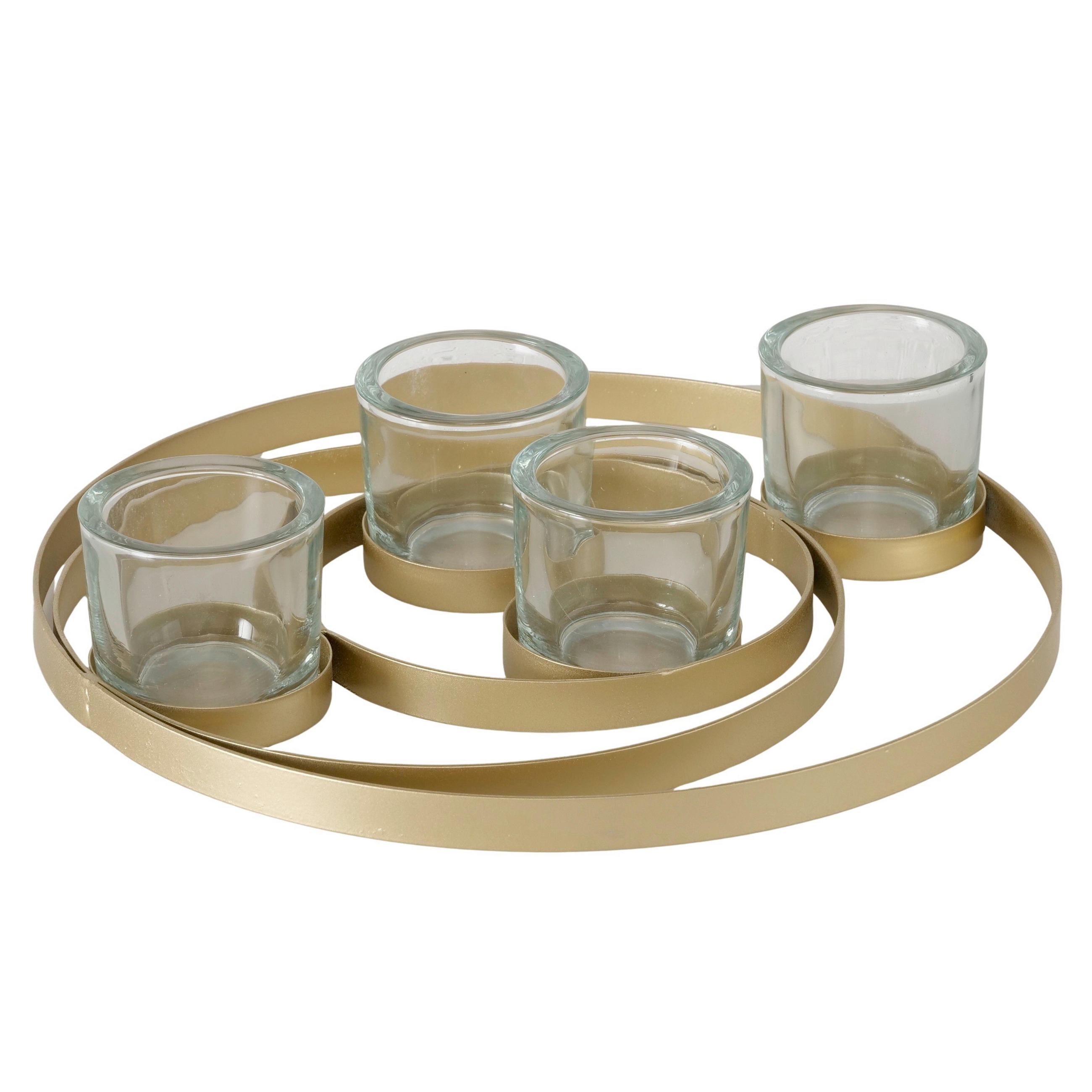TEELICHTHALTER - Goldfarben, LIFESTYLE, Glas/Metall (27/7,5cm)