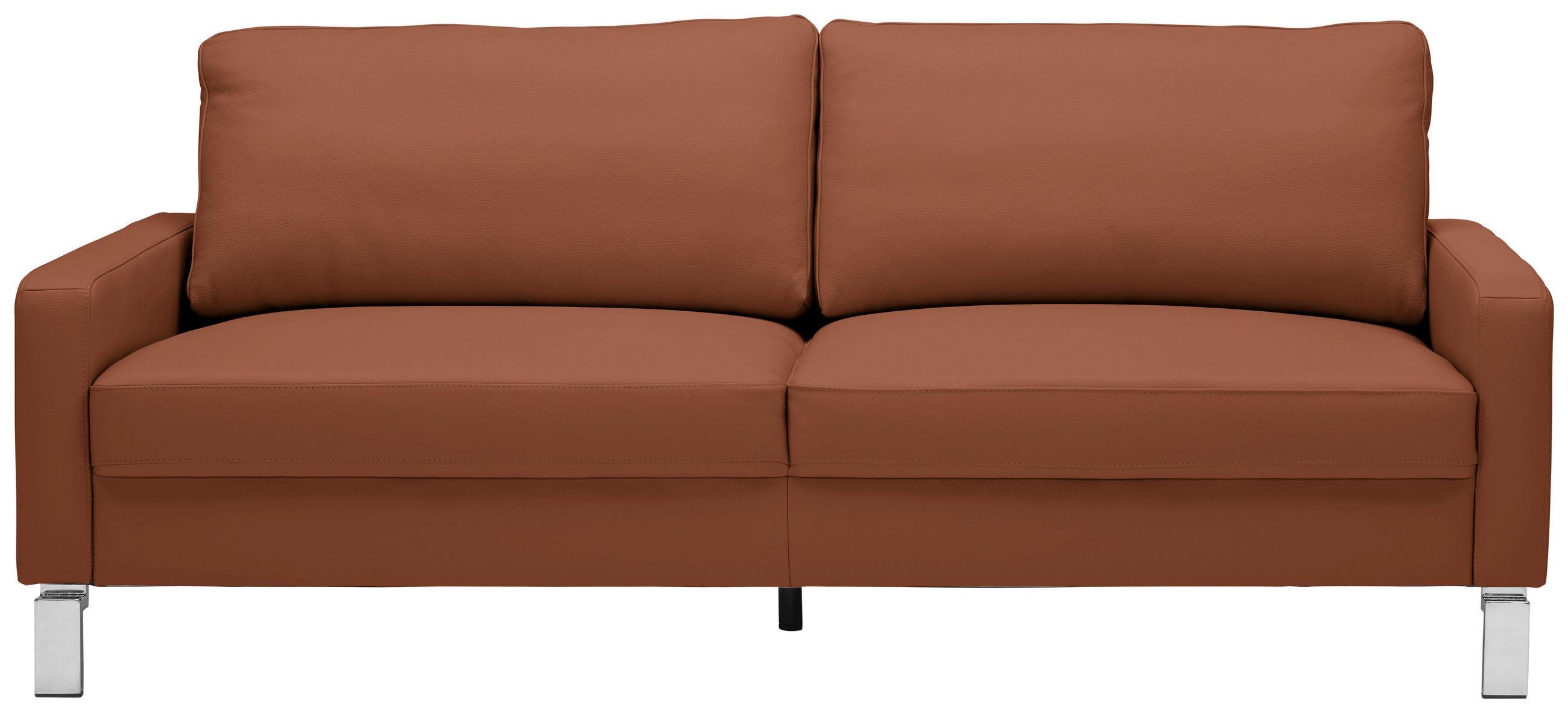 2-SITZER-SOFA  in Echtleder Braun  - Chromfarben/Braun, Design, Leder/Metall (184/81/97cm) - Pure Home Lifestyle