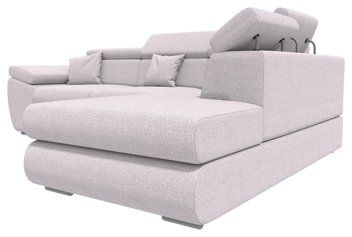 ECKSOFA Hellgrau Struktur  - Chromfarben/Hellgrau, KONVENTIONELL, Kunststoff/Textil (282/205cm) - Carryhome