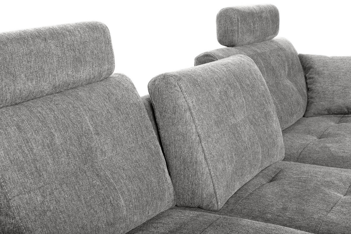 ECKSOFA in Mikrofaser Grau  - Chromfarben/Grau, Modern, Kunststoff/Textil (276/193cm) - Hom`in