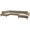 WOHNLANDSCHAFT Sandfarben, Hellbraun Velours  - Sandfarben/Hellbraun, Design, Textil/Metall (219/383/195cm) - Beldomo Style