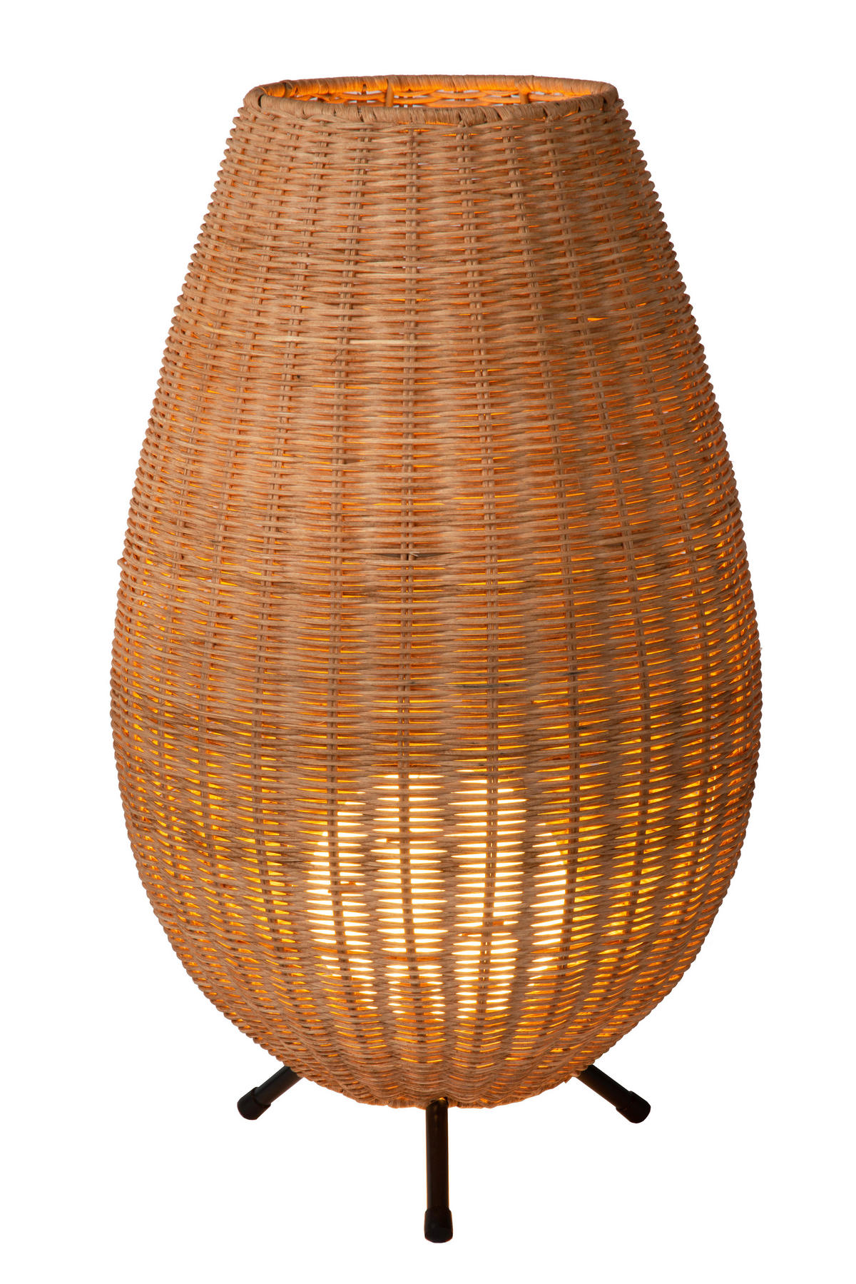 TISCHLEUCHTE COLIN 30/30/50 cm   - Hellbraun/Schwarz, Basics, Naturmaterialien/Metall (30/30/50cm) - Lucide